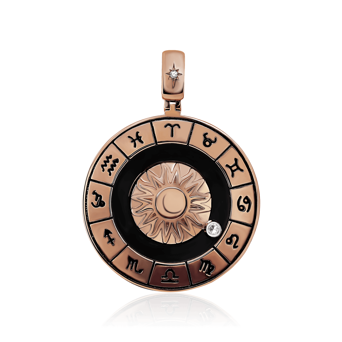 Кулон Знаки зодиака с бриллиантами из красного золота 585 пробы (арт. 104243)