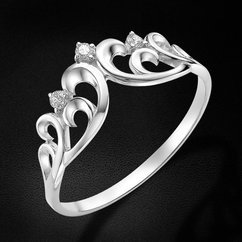 Кольцо корона с бриллиантами из белого золота 585 пробы из коллекции Trendy (арт. 43169)