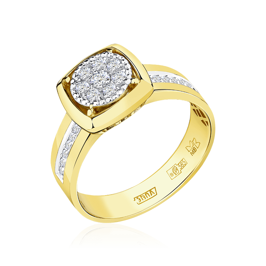 Кольцо с бриллиантами из желтого золота 585 пробы (арт. 103402)