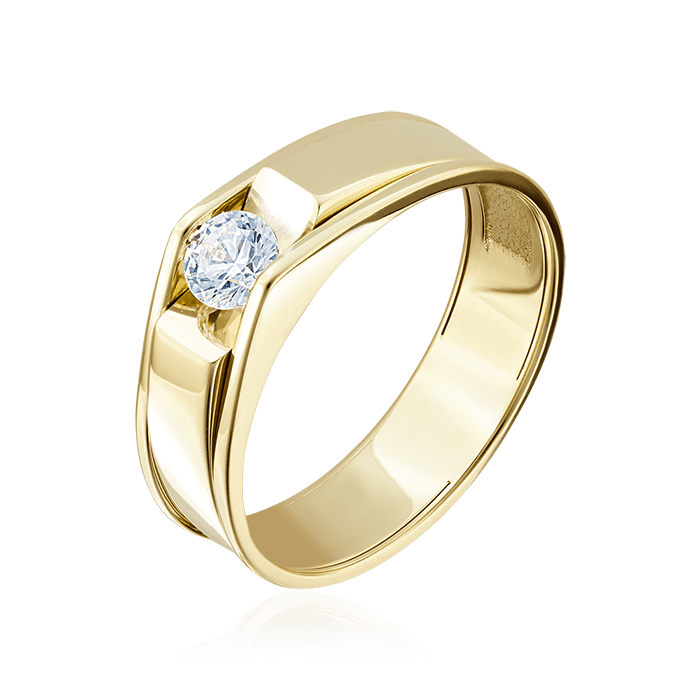 Кольцо с 1 бриллиантом из желтого золота 585 (арт. 73288)