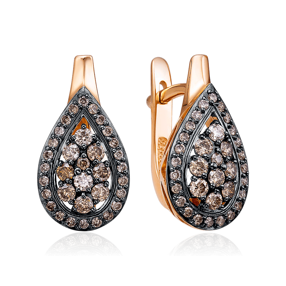Серьги с бриллиантами из красного золота 585 пробы (арт. 134705)