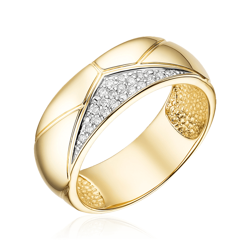 Кольцо с бриллиантами из желтого золота 585 пробы (арт. 93541)