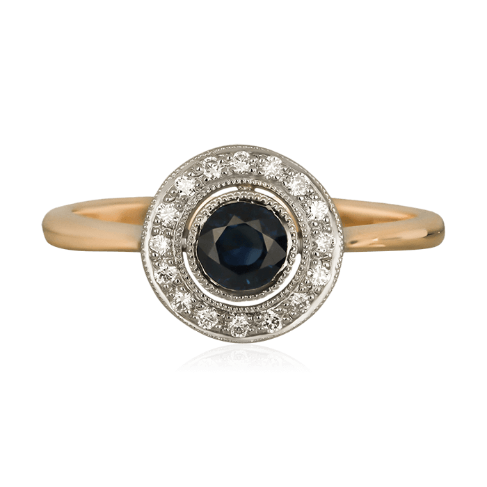 Кольцо с сапфиром, бриллиантами из красного золота 585 пробы, фото № 2