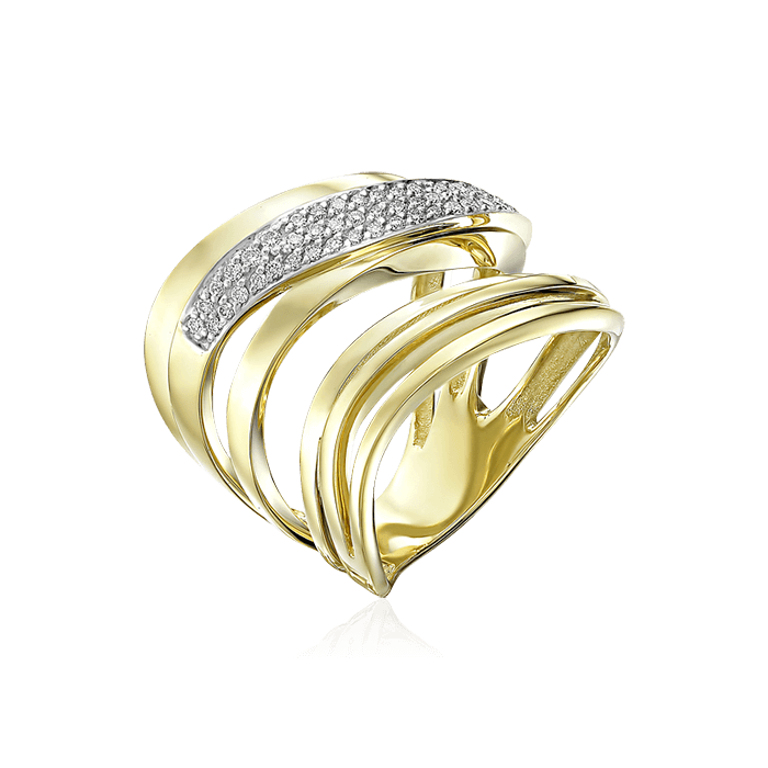 Кольцо с бриллиантами из желтого золота 585 (арт. 55160)