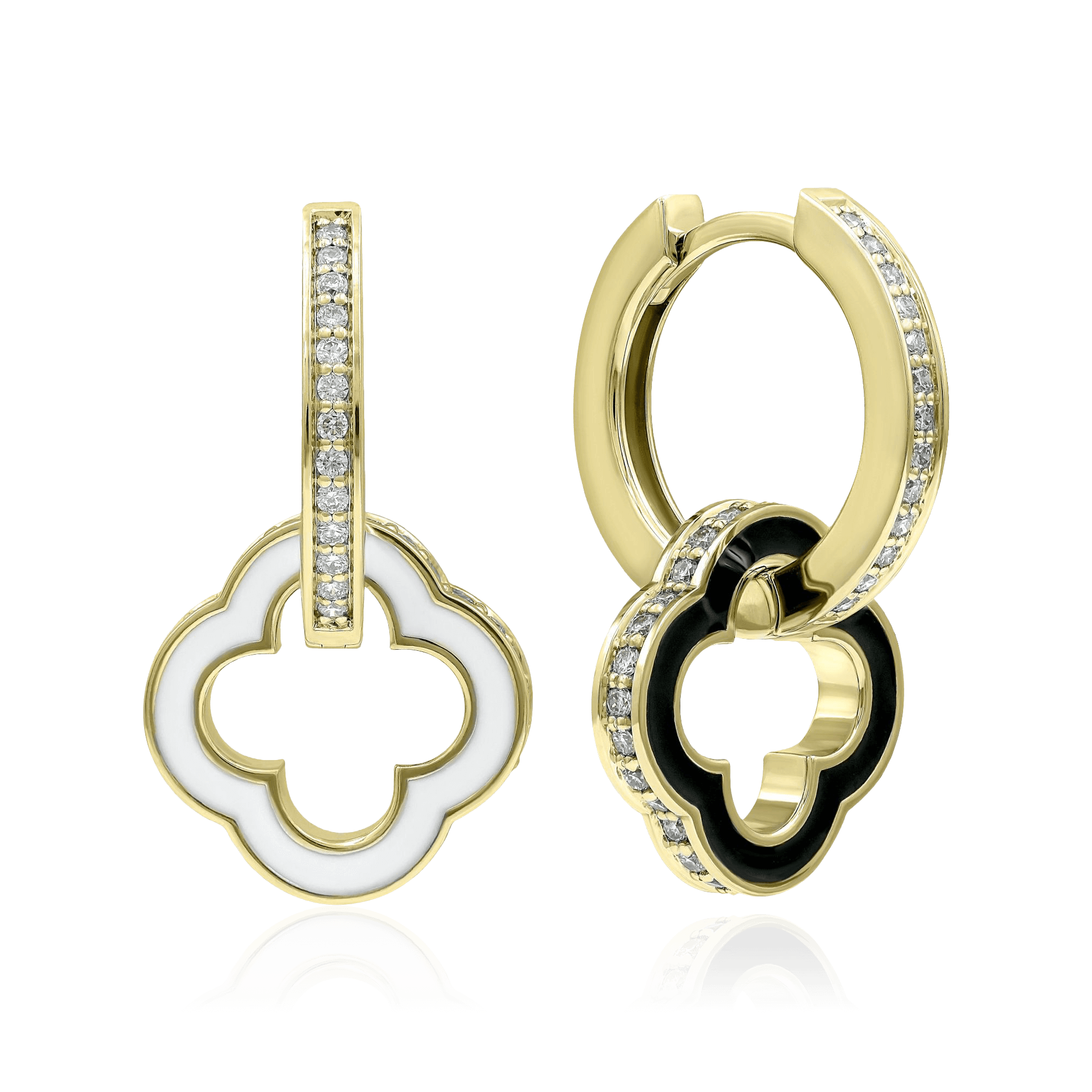 Серьги с бриллиантами из желтого золота 585 пробы (арт. 114287)
