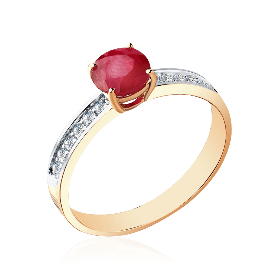 Кольцо с рубином, бриллиантами из красного золота 585 пробы (арт. 95381)