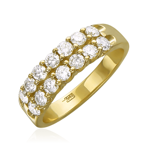 Кольцо с бриллиантами из желтого золота 585 (арт. 26501)
