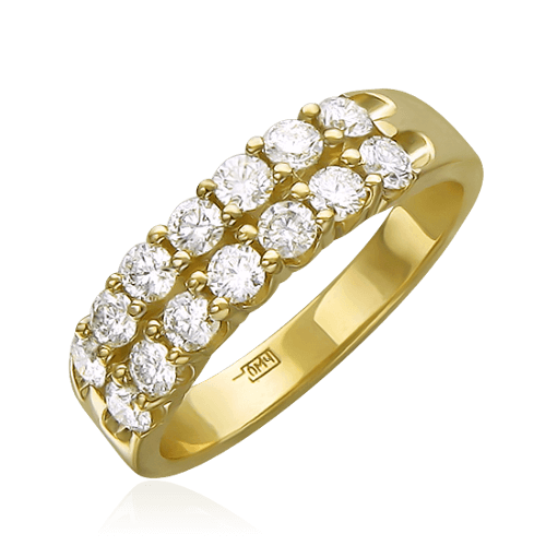 Кольцо с бриллиантами из желтого золота 585, фото № 1
