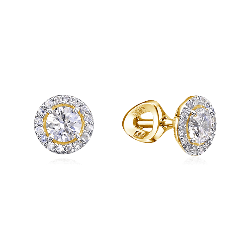 Серьги с бриллиантами из желтого золота 585 пробы (арт. 122574)