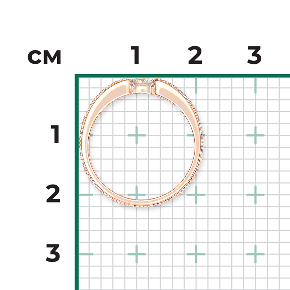 Кольцо с 1 бриллиантом из красного золота 585, фото № 3