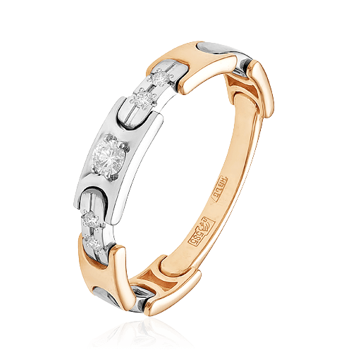 Мужское кольцо с бриллиантами из комбинированного золота 585 пробы (арт. 57919)