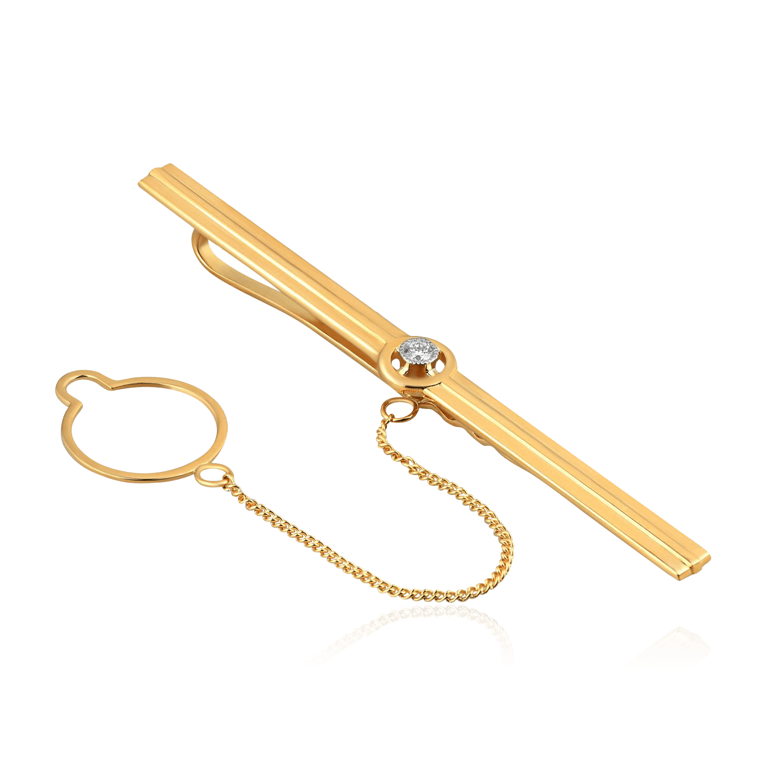 Зажим для галстука с бриллиантами из желтого золота 750 пробы (арт. 99602)