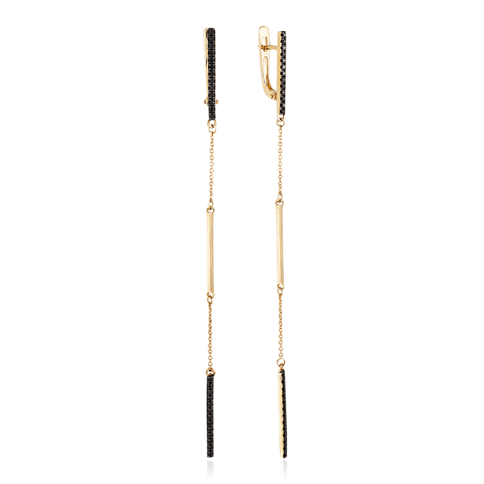 Серьги с бриллиантами из желтого золота 585 пробы (арт. 65179)