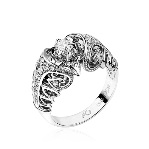 Эксклюзивное кольцо с 27 бриллиантами из белого золота 585, фото № 1