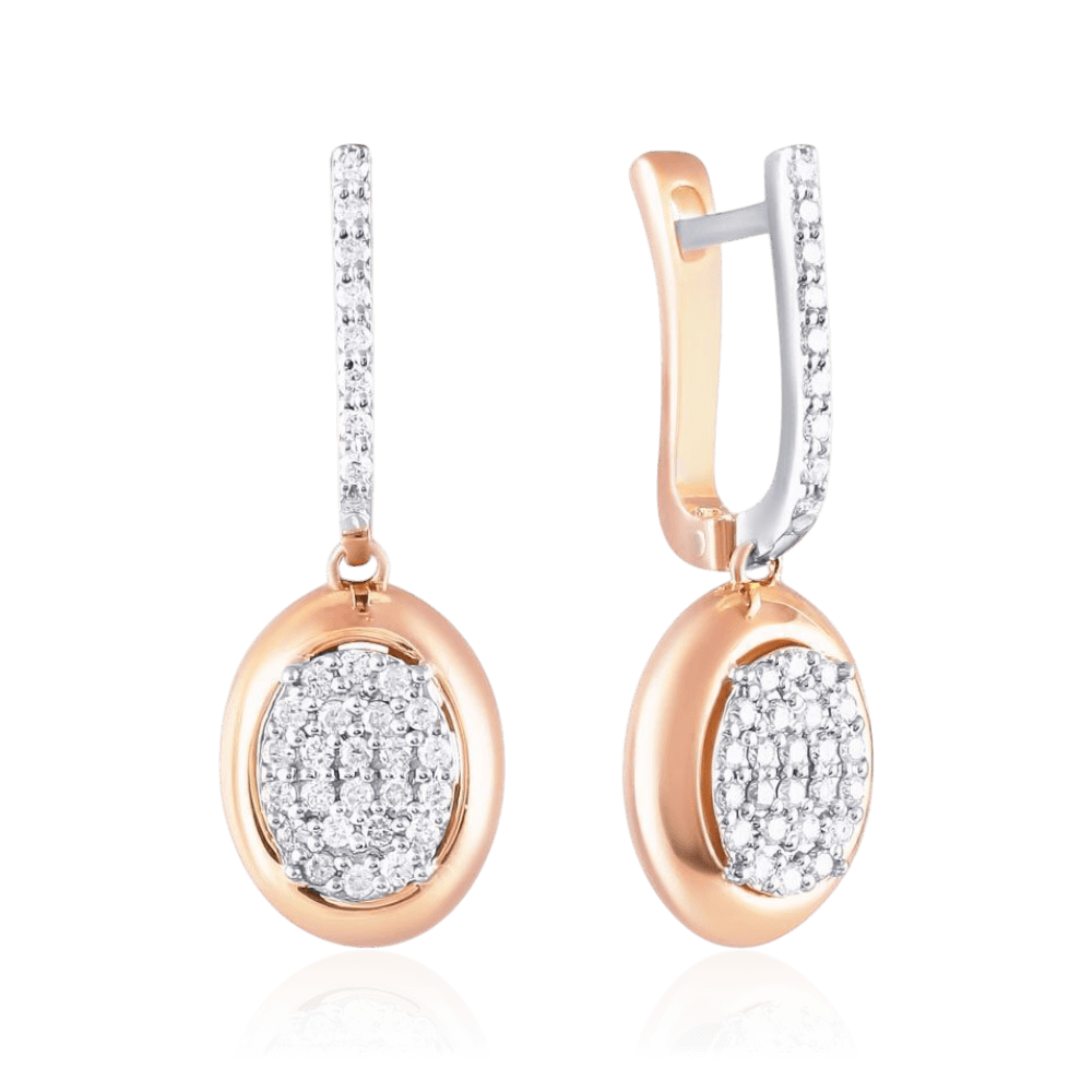 Серьги с бриллиантами из красного золота 585 пробы (арт. 133881)