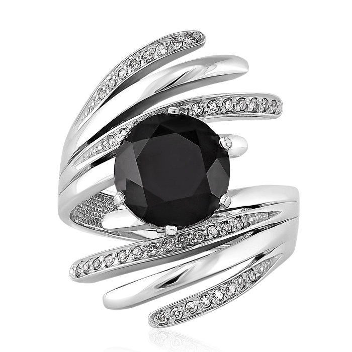 Мужское кольцо с бриллиантами из белого золота 585, фото № 2