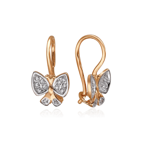 

Серьги с фианитами из красного золота 585 пробы