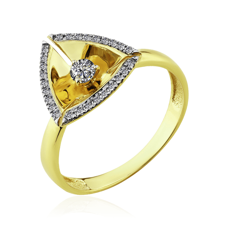 Кольцо с бриллиантами из желтого золота 585 пробы (арт. 92186)