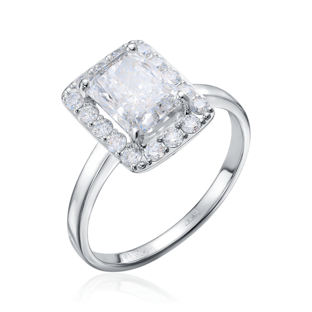 Кольцо с бриллиантом 1.3ct радиант из белого золота 585 пробы (арт. 131883)