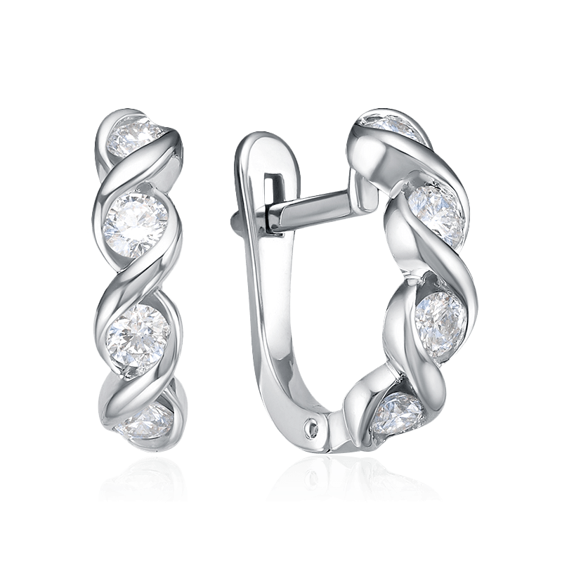 Серьги с бриллиантами из белого золота 585 пробы, фото № 1
