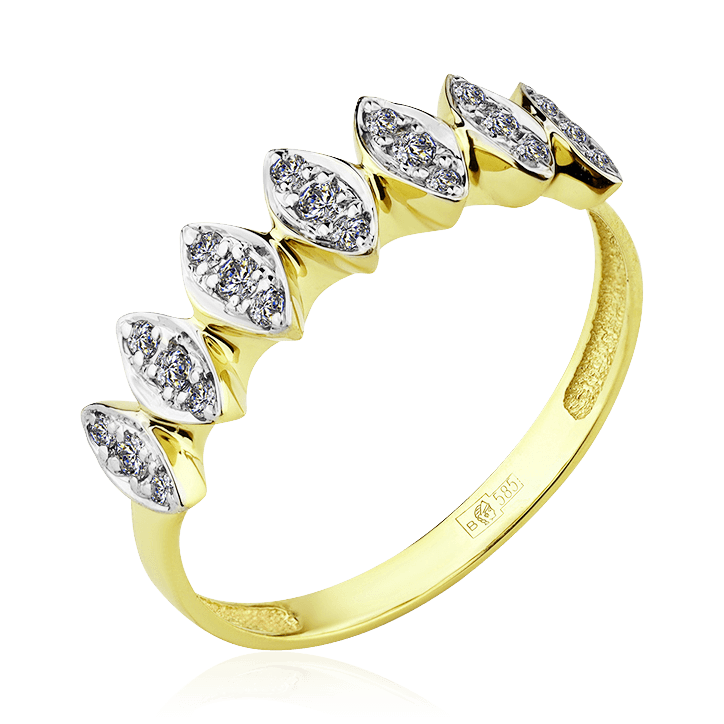 Кольцо с бриллиантами из комбинированного золота 585 (арт. 88207)