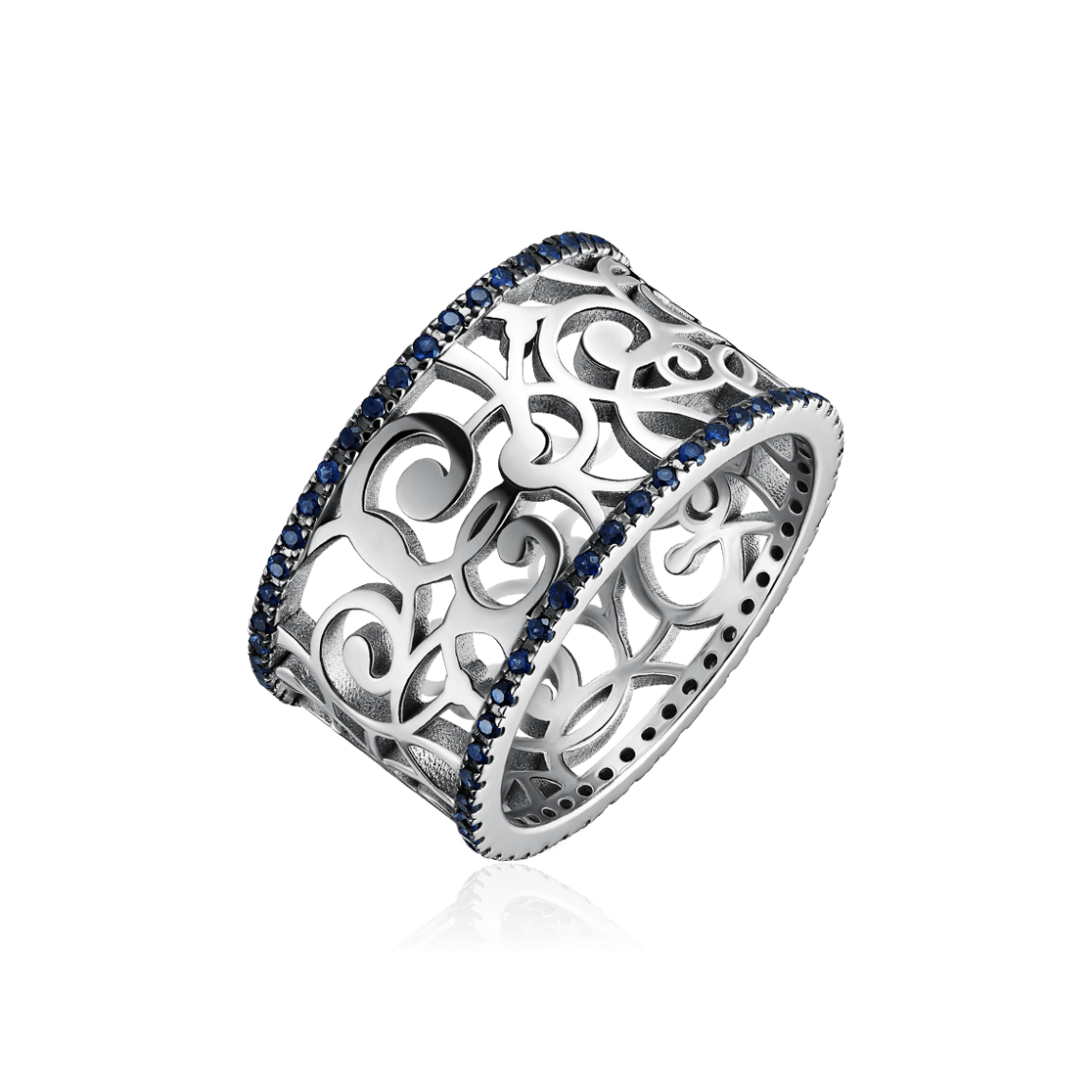 Кольцо с сапфиром из белого золота 585 пробы, фото № 1