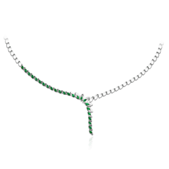 Колье с изумрудом из белого золота 585 пробы (арт. 54911)