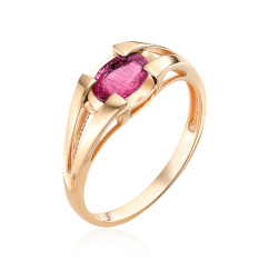 Кольцо с рубином из красного золота 585 пробы (арт. 66802)