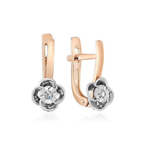 Серьги с бриллиантами из комбинированного золота 585 пробы (арт. 63884)