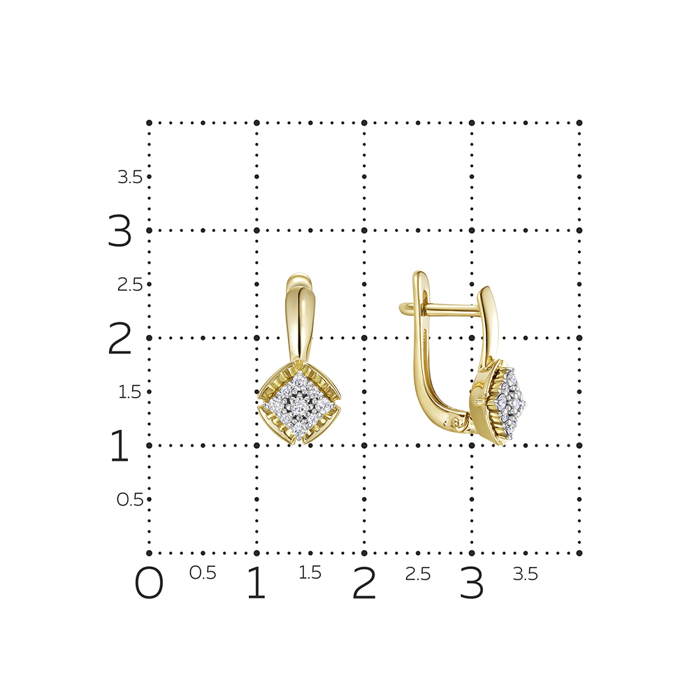 Серьги с бриллиантами из желтого золота 585 пробы, фото № 3