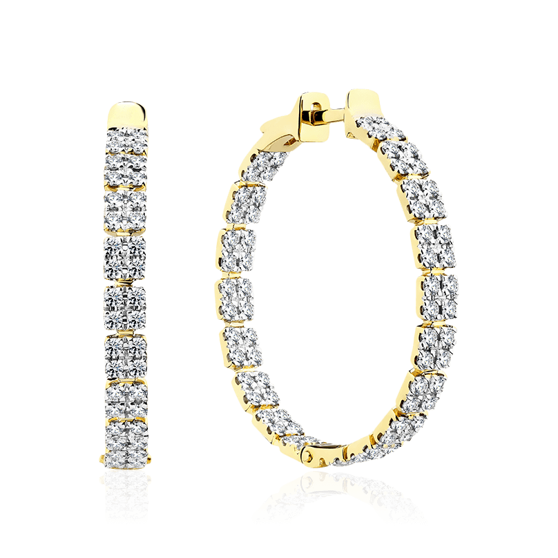Серьги с бриллиантами из желтого золота 585 пробы (арт. 104405)