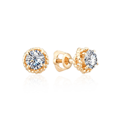 Серьги с бриллиантами из красного золота 585 пробы (арт. 46356)