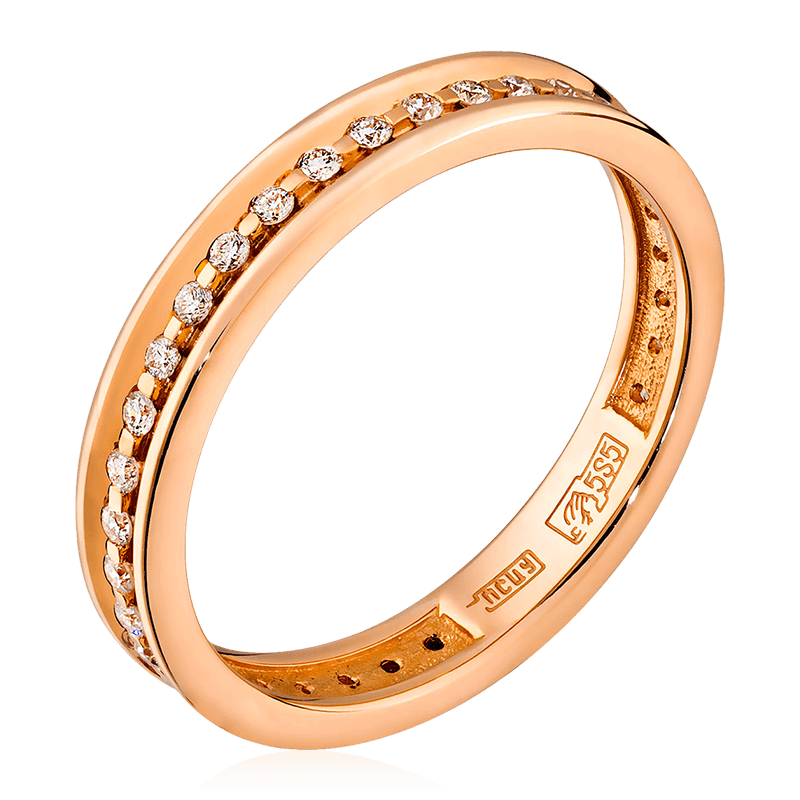 Кольцо с бриллиантами из красного золота 585 (арт. 72274)