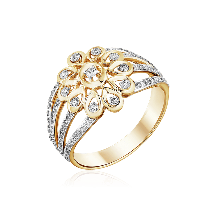 Кольцо с бриллиантами из желтого золота 585 (арт. 60187)