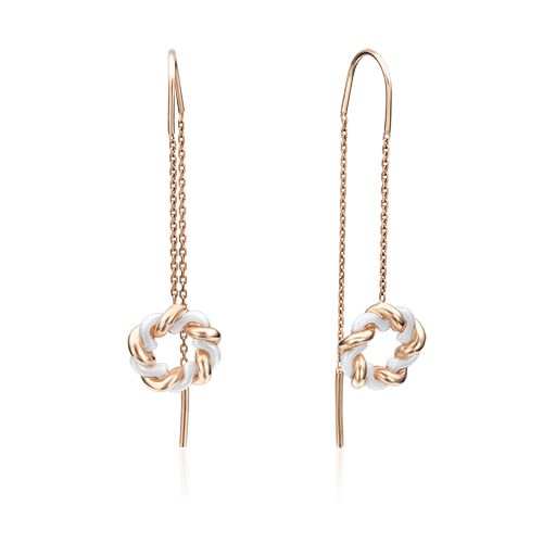Серьги с цирконом из красного золота 585 пробы, фото № 1