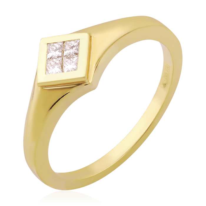 Кольцо с бриллиантами из желтого золота 750 (арт. 75433)