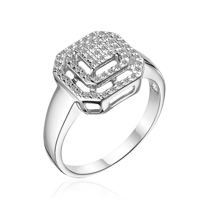 Кольцо с бриллиантами из белого золота 585 пробы, фото № 1