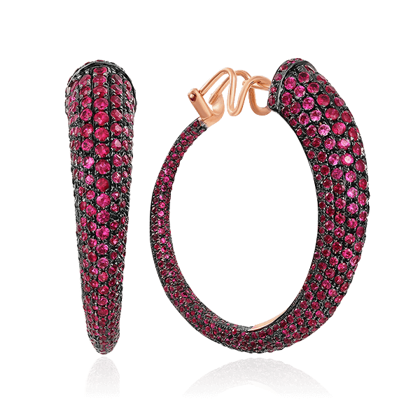 Серьги с рубином из красного золота 585 пробы, фото № 1
