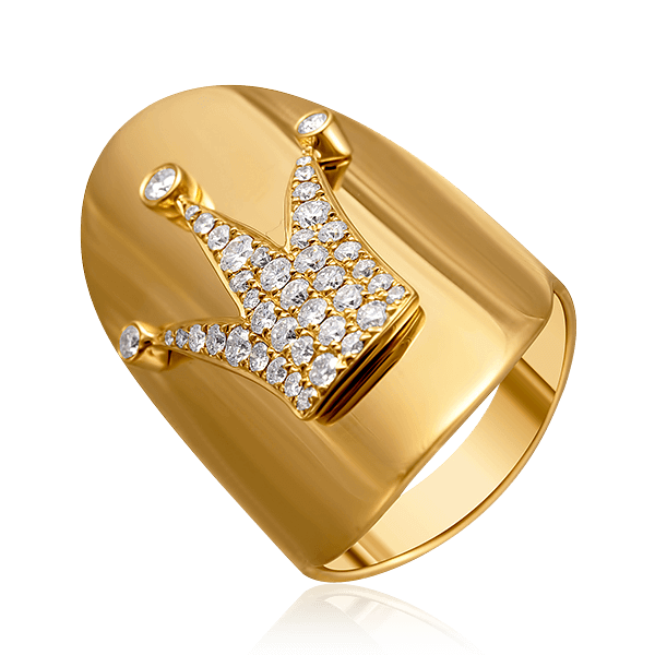 Кольцо Корона с бриллиантами в желтом золоте 585, фото № 1