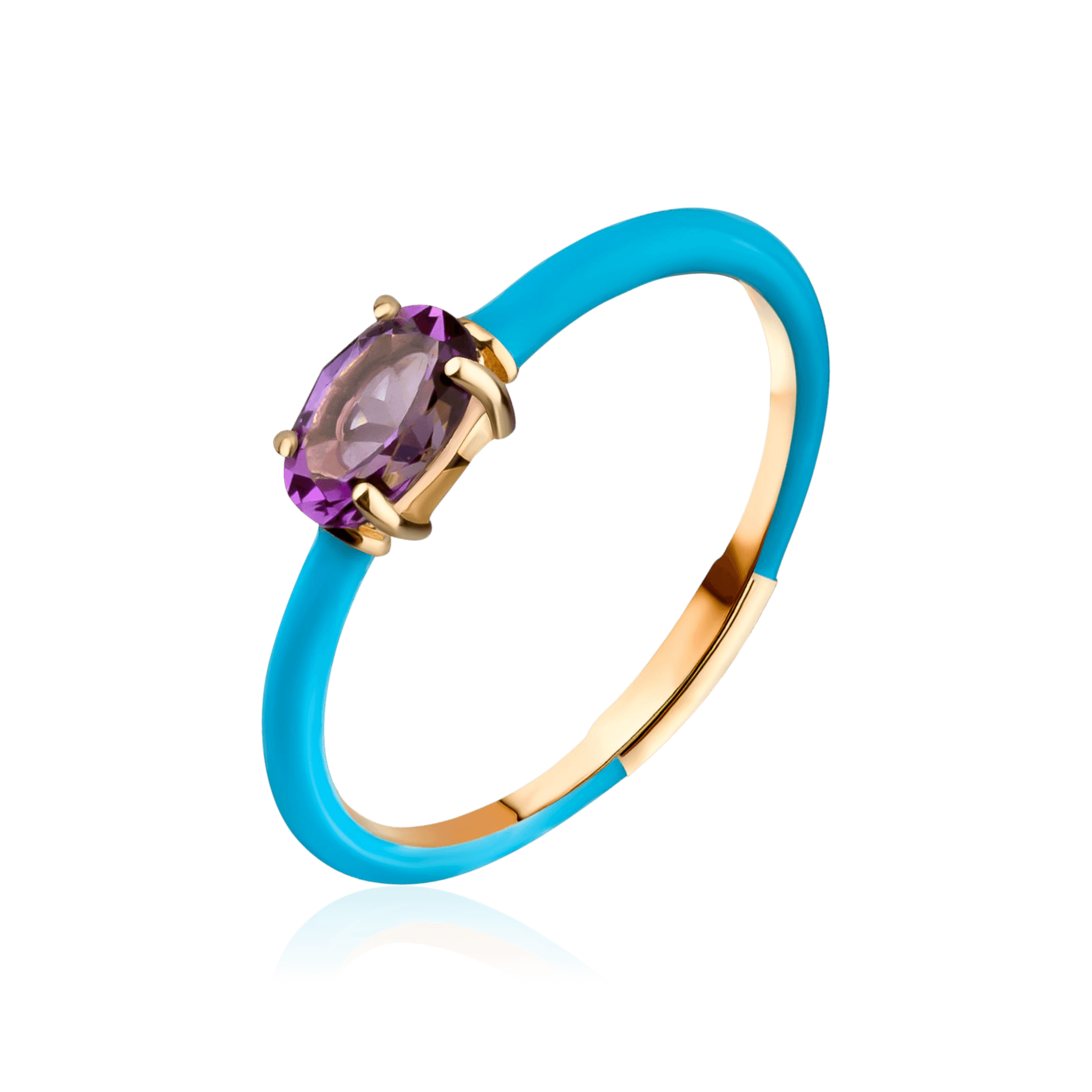 Кольцо с аметистом из желтого золота 585 пробы (арт. 124979)