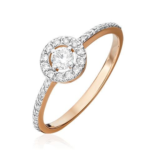 Кольцо с бриллиантами из красного золота 585, фото № 1