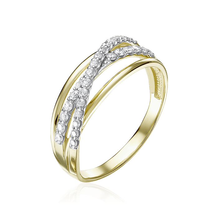 Кольцо с бриллиантами из желтого золота 585 (арт. 70853)