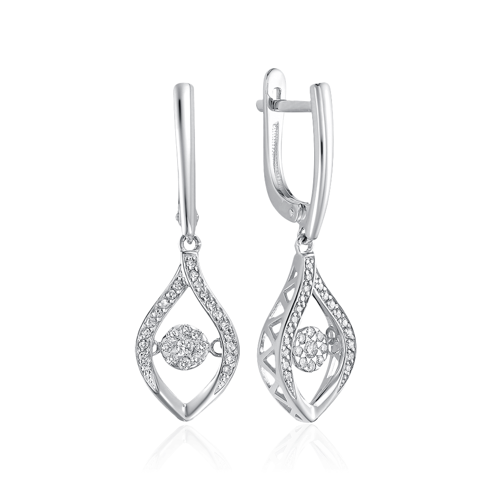 Серьги с бриллиантами из белого золота 585 пробы (арт. 107261)