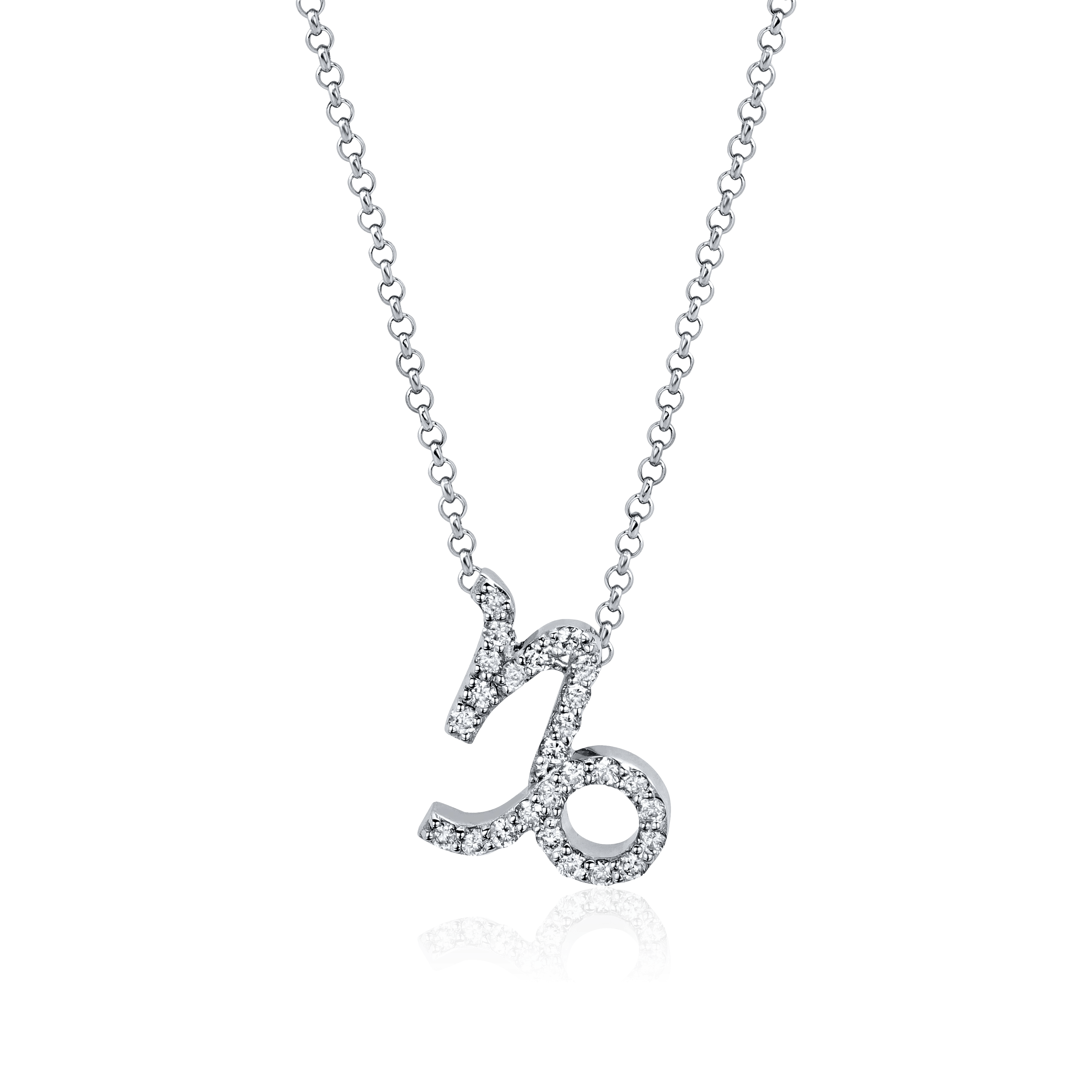 Колье знак зодиака Козерог с бриллиантами из белого золота 585 пробы, фото № 1