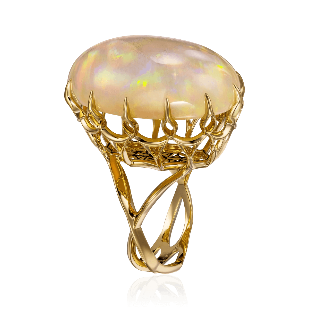 Кольцо с опалом из желтого золота 750 пробы, фото № 2