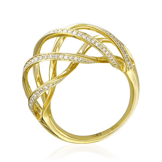 Кольцо с бриллиантами из желтого золота 750 (арт. 25791)