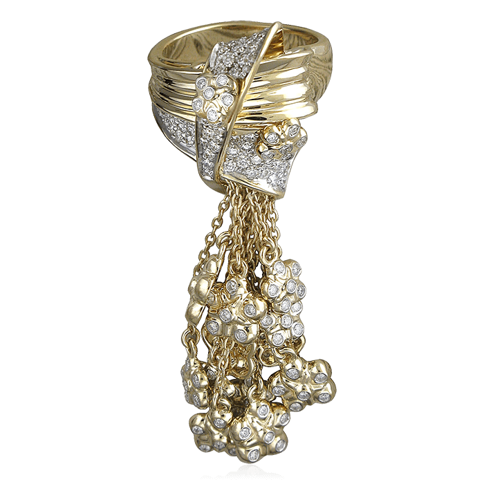 Кольцо с бриллиантами из желтого золота 585 (арт. 65870)