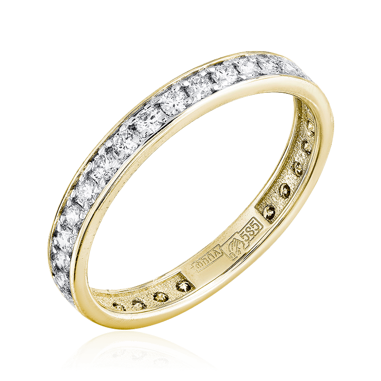 Кольцо с бриллиантами из желтого золота 585 пробы, фото № 1
