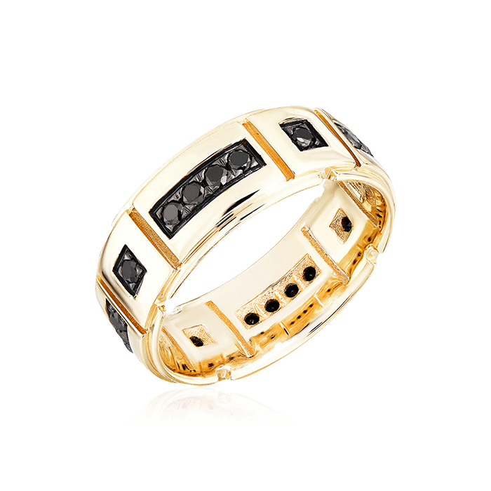 Мужское кольцо с бриллиантами из желтого золота 585 пробы (арт. 66845)