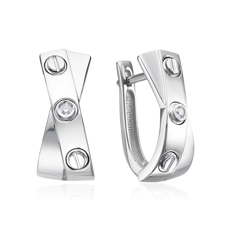 Серьги с бриллиантами из белого золота 585 пробы (арт. 118550)